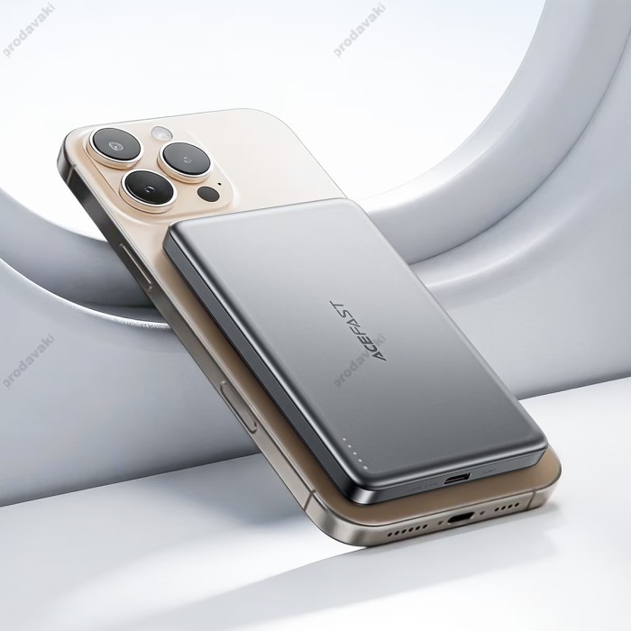 Повербанк портативний акумулятор Power bank Acefast M8 fultra-thin magnetic wireless магнітний PD18W 5000 mAh Black